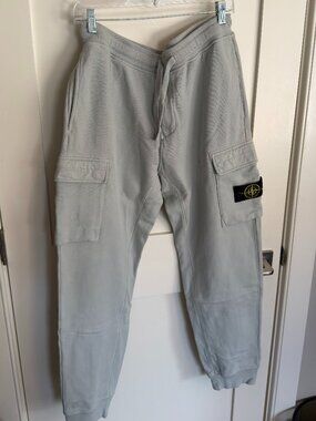 Stone Island Cargo Sweatpants Light Sage Green Size Large Authentic Badge Logo
